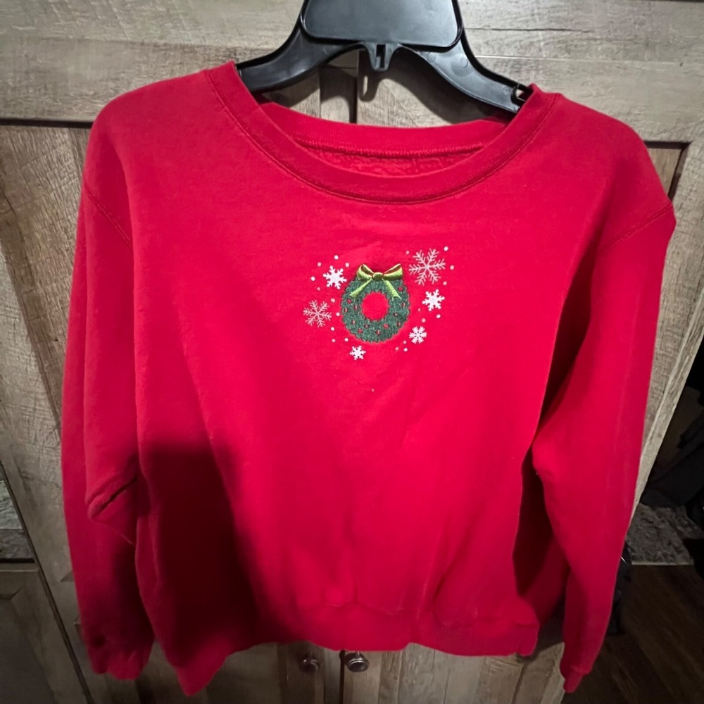 Hanes Red Christmas‎ Wreath Sweatshirt XL